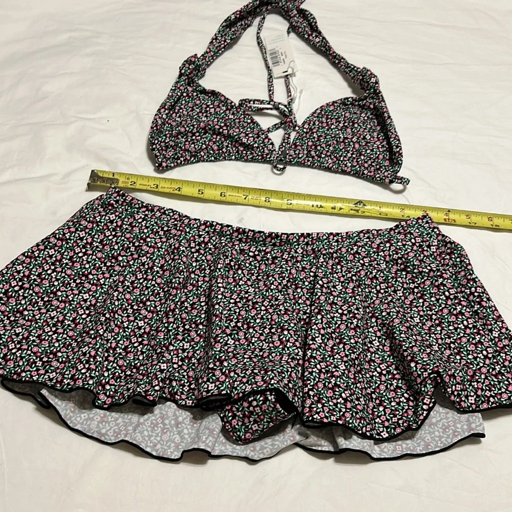NEW 2 pc Frankie’s bikinis swim Izabella kealy halter top & bottom size L/XL